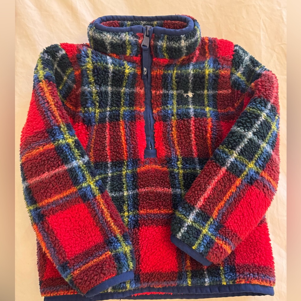 Vineyard Vines Red and Blue Tartan Kids Fleece